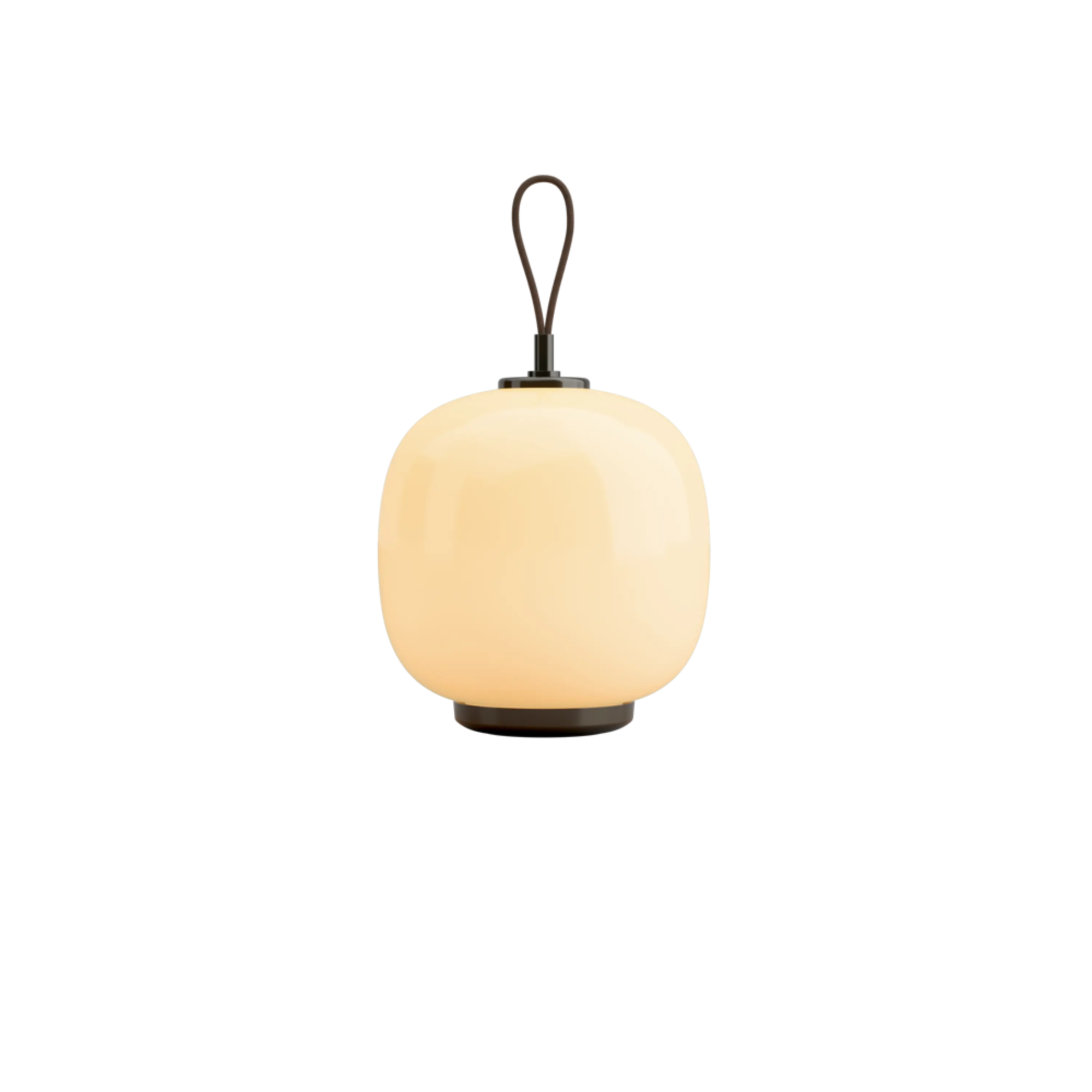 The pale yellow VL45 Radiohus Table Lamp from Louis Poulsen turned on.