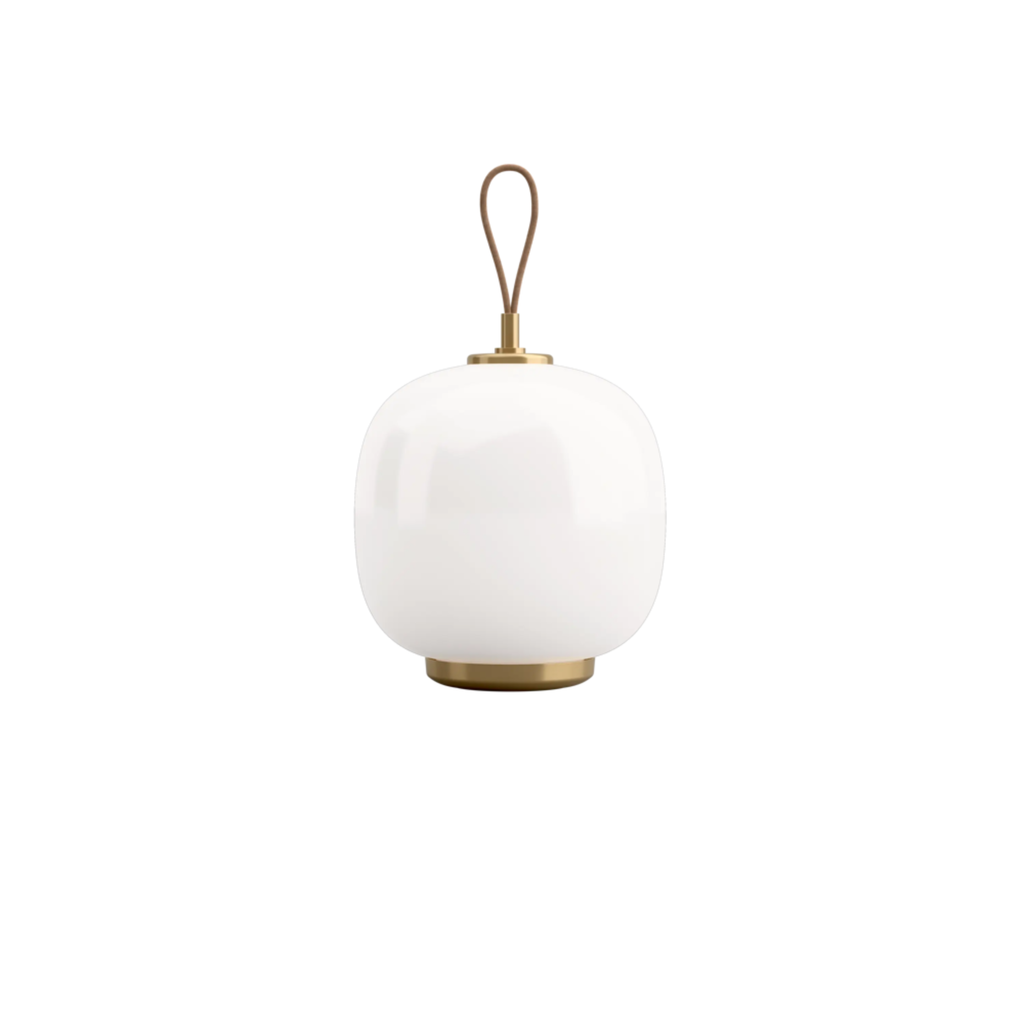 The white opal VL45 Radiohus Table Lamp from Louis Poulsen turned off.