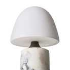 The Fuse Cordless Lamp from Made by Hand showing the calacotta viola marble in detail.