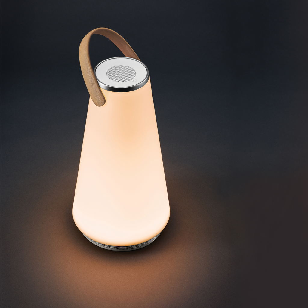 The Uma Sound Table Lamp from Pablo Designs in a studio.