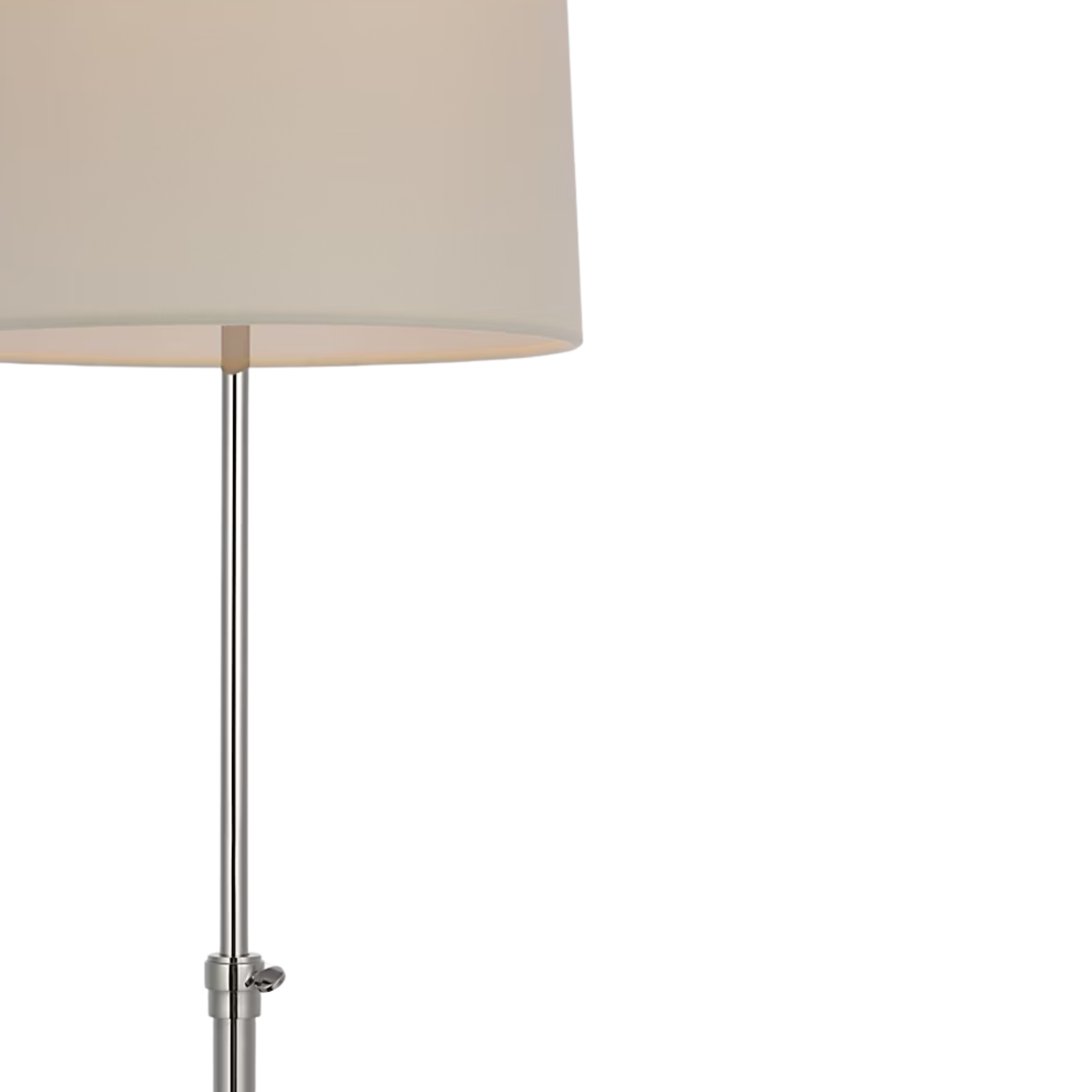 The polished nickel Bryant Adjustable Cordless Floor Lamp shade and post.