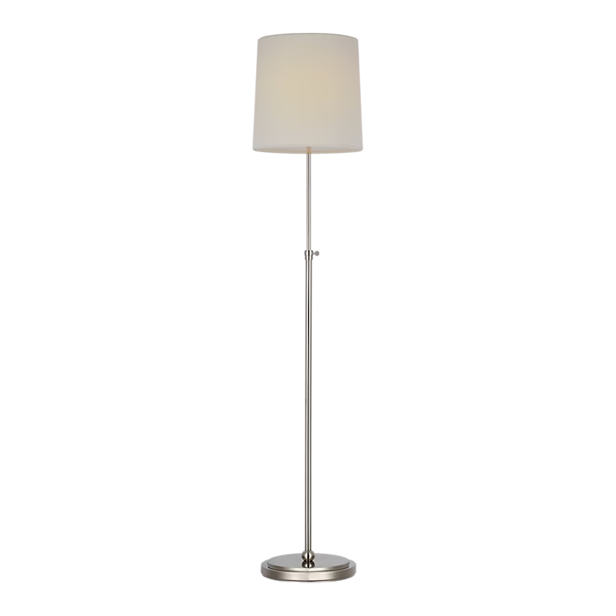 The polished nickel Bryant Adjustable Cordless Floor Lamp turned off.