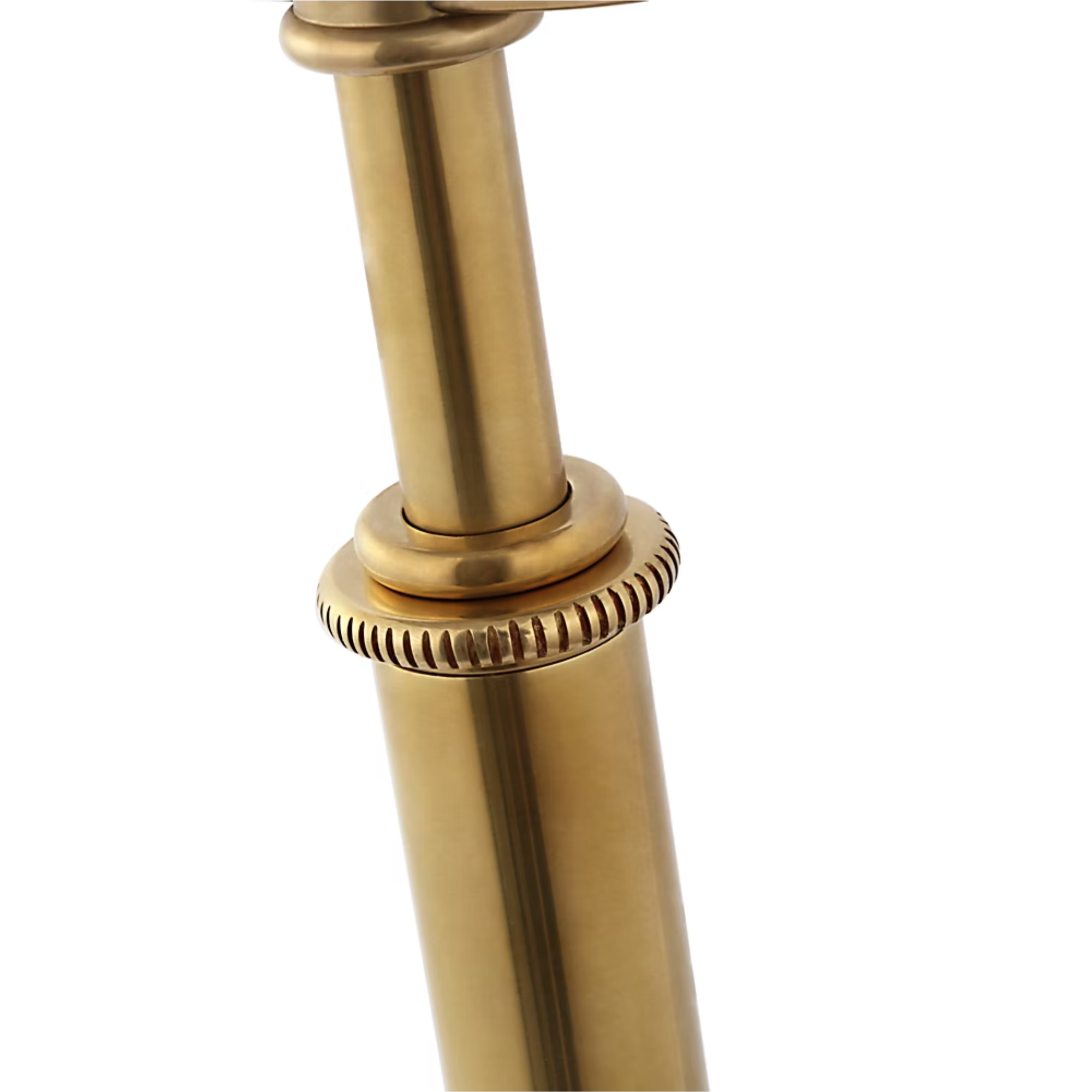 The brass Carthage Cordless Lamp from Visual Comfort Signature focusing on the adjustable height knob and post.