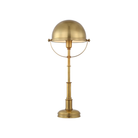 The height adjustable brass Carthage Cordless Lamp from Visual Comfort Signature set to it's highest height.