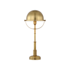 The brass Carthage Cordless Lamp from Visual Comfort Signature at its max height.
