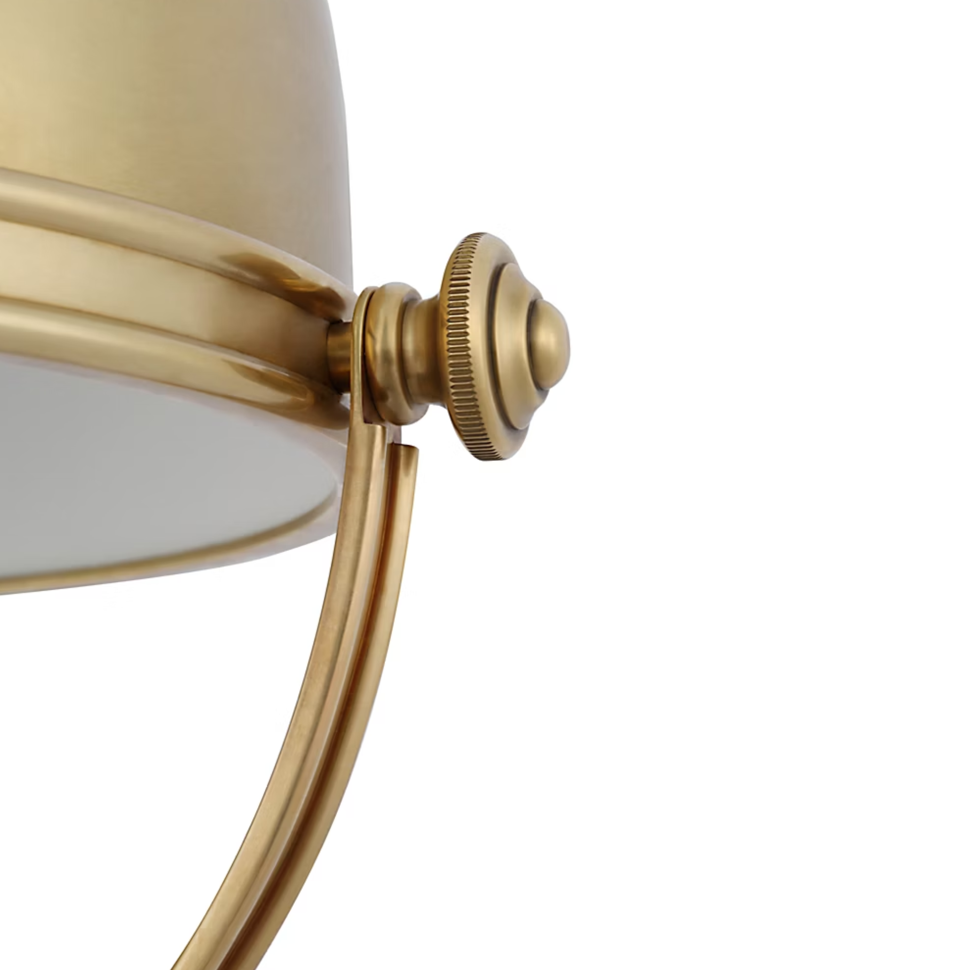 The brass Carthage Cordless Lamp from Visual Comfort Signature focusing on the shade.