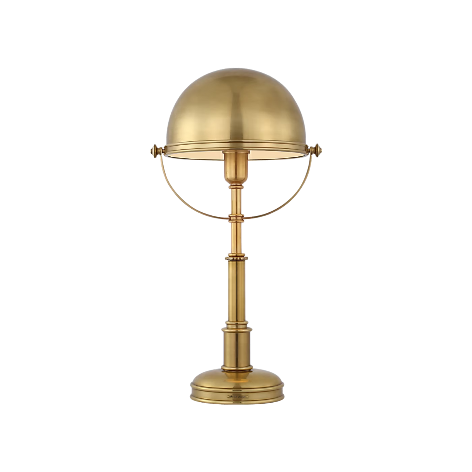 The brass Carthage Cordless Lamp from Visual Comfort Signature shown in a studio against a white background.