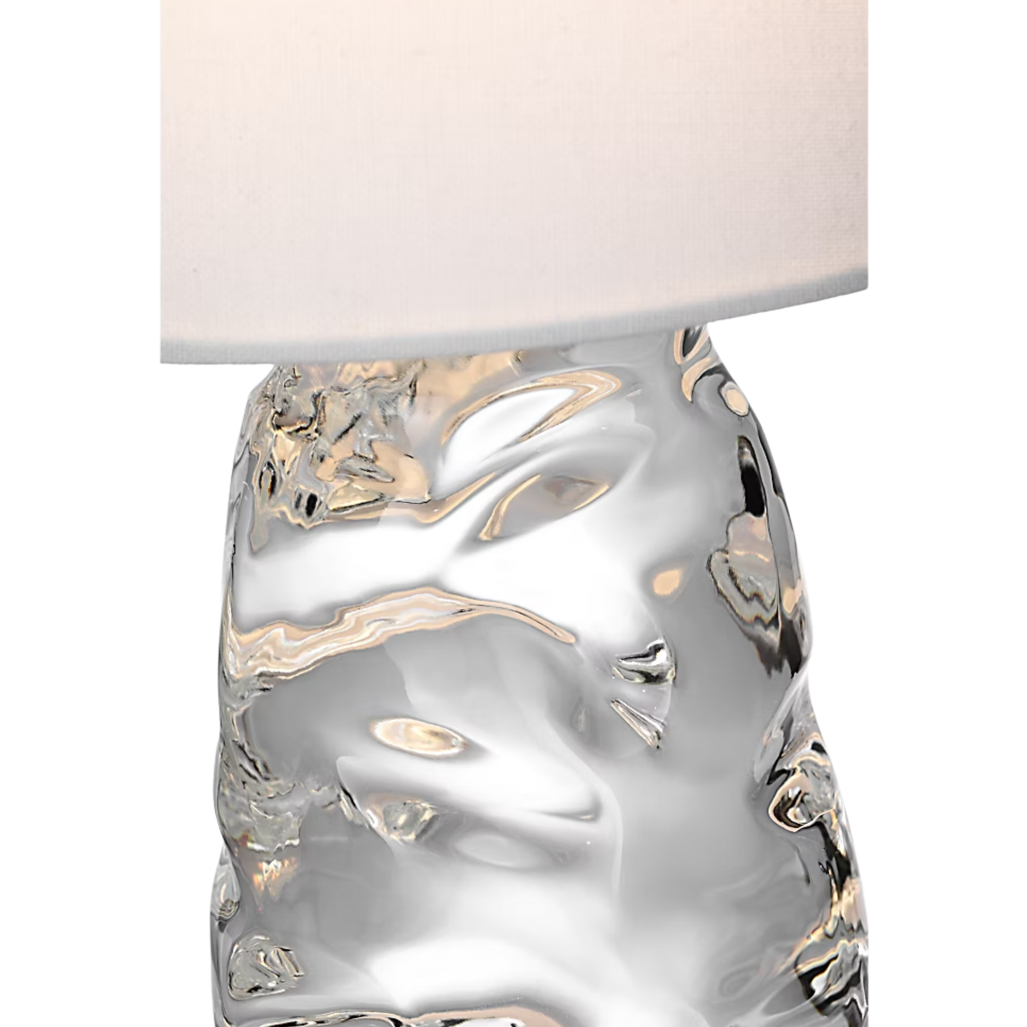 The Lupin Cordless Lamp from Visual Comfort Signature,showing the glass bodies design in detail.