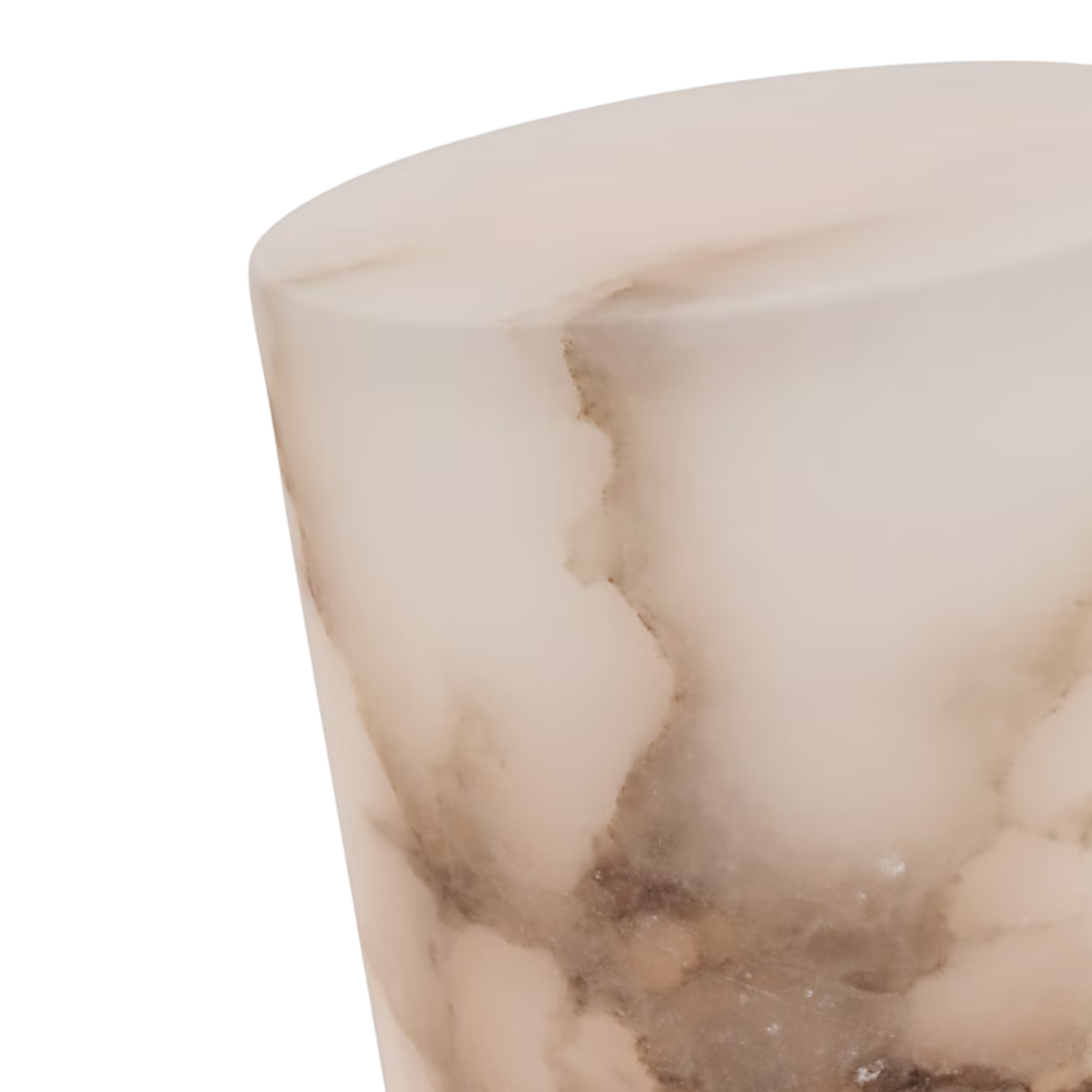 The Tourne 12" Cordless Lamp from Visual Comfort Signature close up, focusing on the natural alabaster stone.