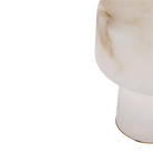 The Una Cordless Lamp from Visual Comfort Signature shown close up, highlighting the natural alabaster.