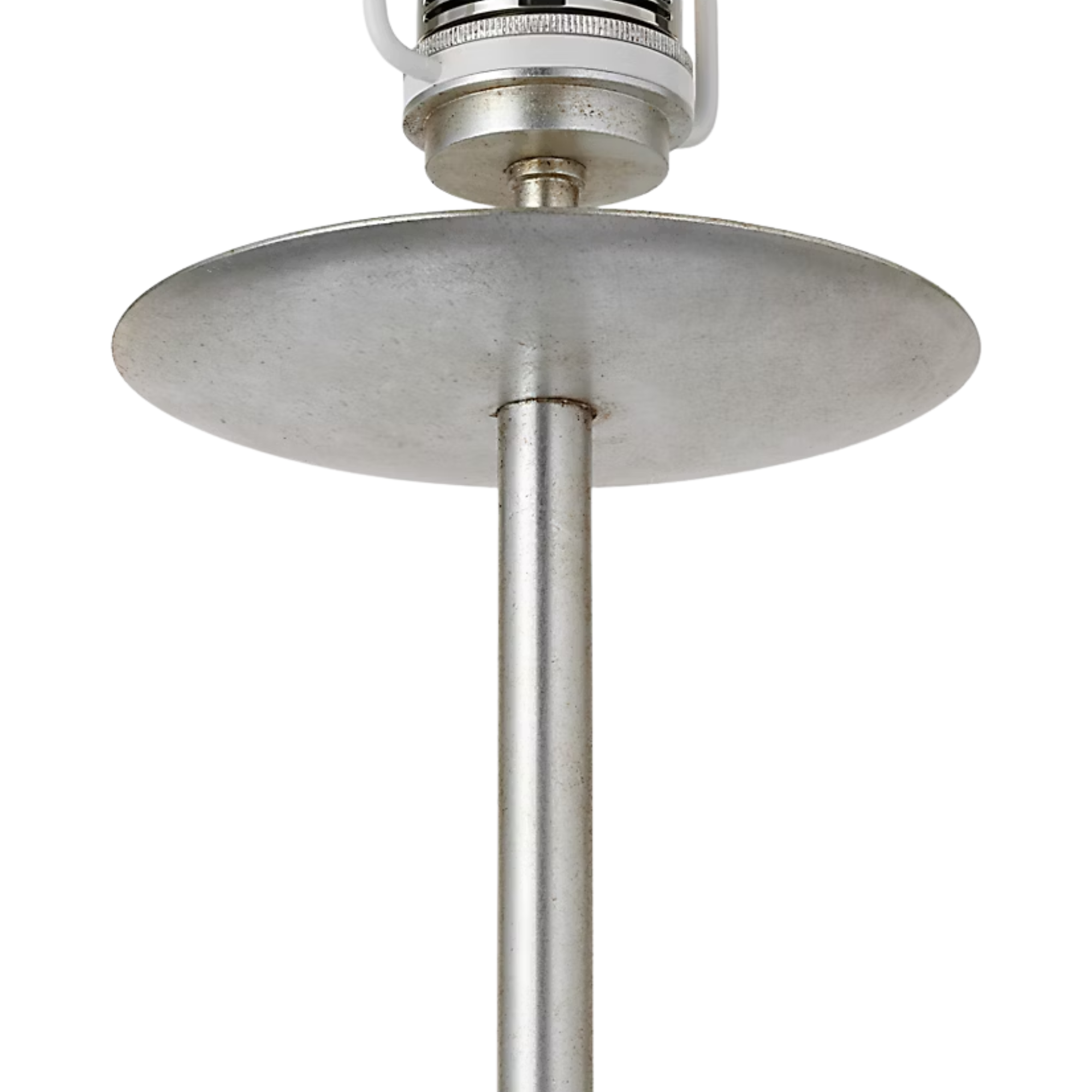 The burnished silver leaf with cream linen shade Walker Cordless Floor Lamp from Visual Comfort Signature post.