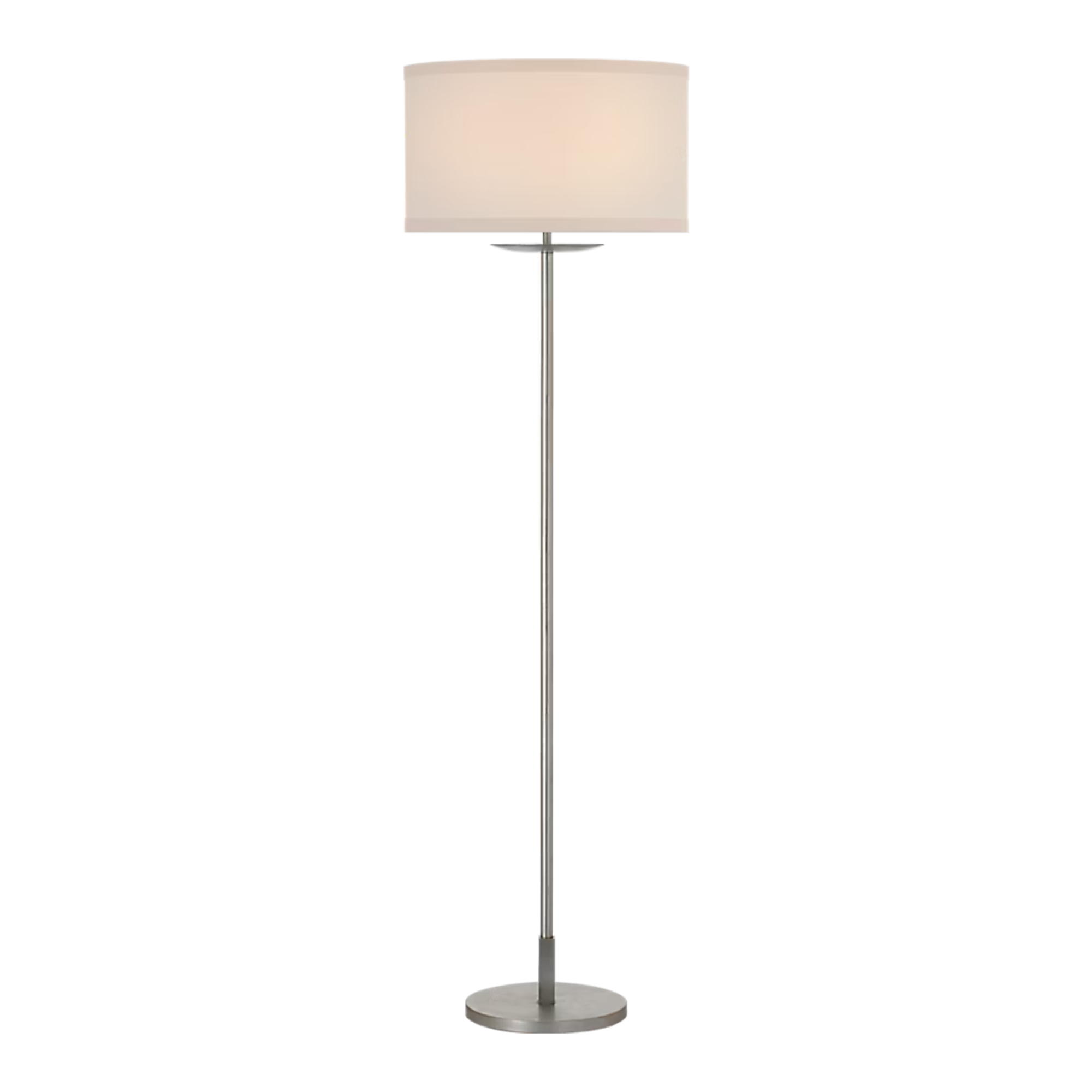 The burnished silver leaf with cream linen shade Walker Cordless Floor Lamp from Visual Comfort Signature.