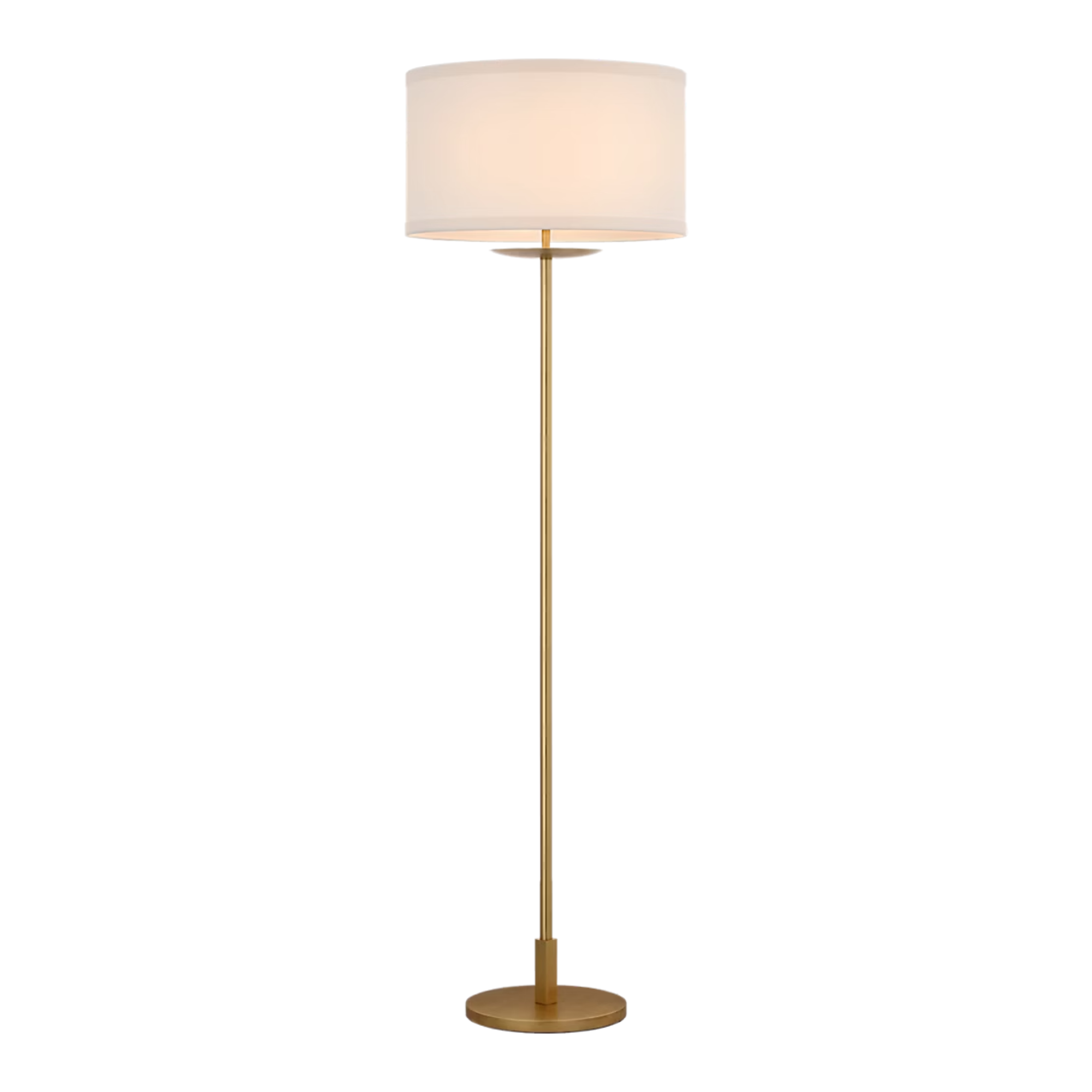 The gild with cream linen shade Walker Cordless Floor Lamp from Visual Comfort Signature at an angle.