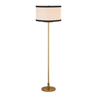 The gild with cream linen shade with black linen trim Walker Cordless Floor Lamp from Visual Comfort Signature at an angle.