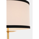 The gild with cream linen shade with black linen trim Walker Cordless Floor Lamp from Visual Comfort Signature shade shown in detail.