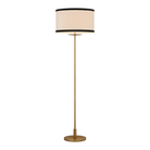 The gild with cream linen shade with black linen trim Walker Cordless Floor Lamp from Visual Comfort Signature turned off.