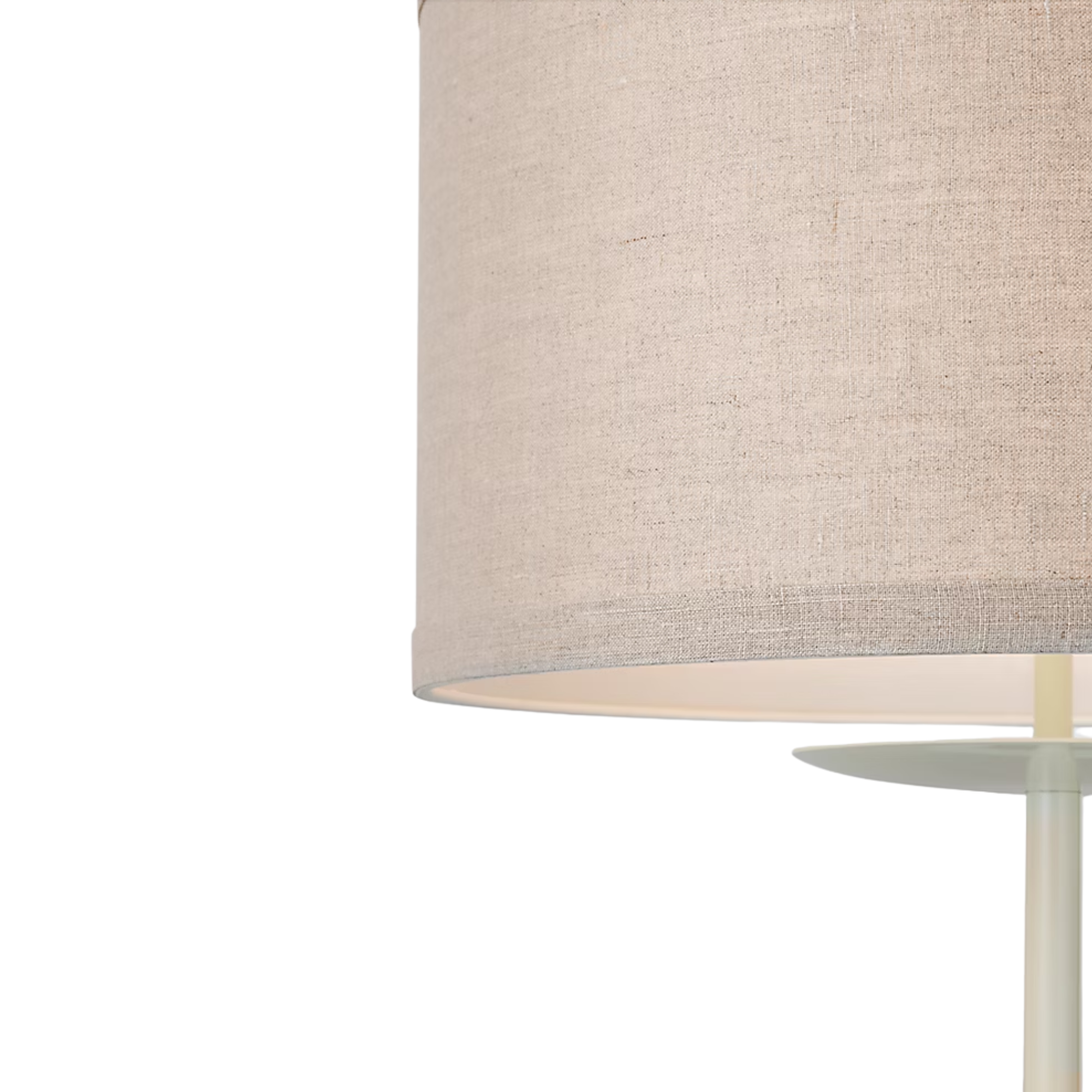 The light cream and natural linen shade Walker Cordless Floor Lamp from Visual Comfort Signature shade shown close up.