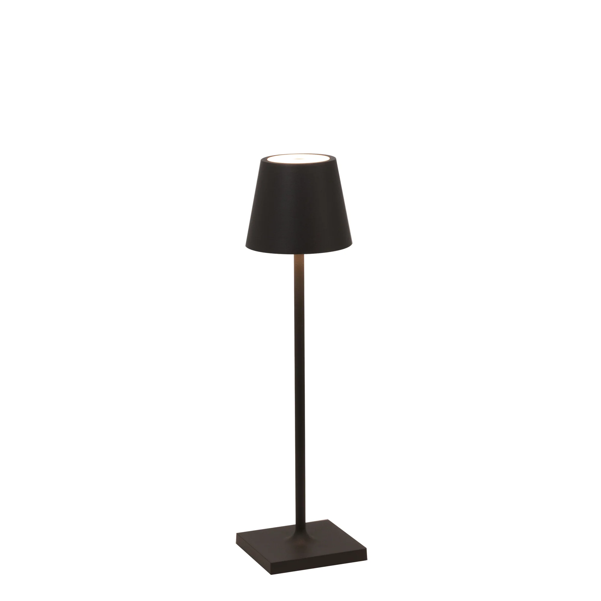 The black Poldina Pro Micro Cordless Lamp from Zafferano.