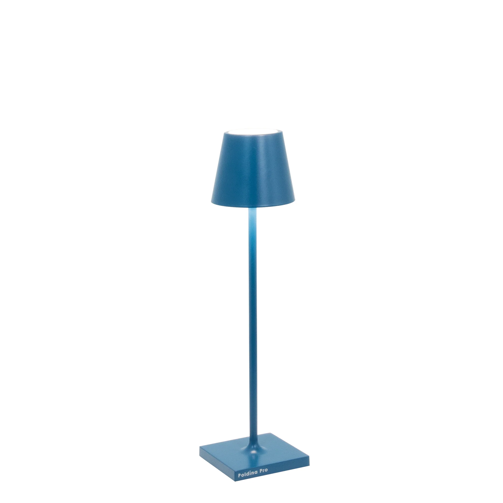 The capri blue Poldina Pro Micro Cordless Lamp from Zafferano.