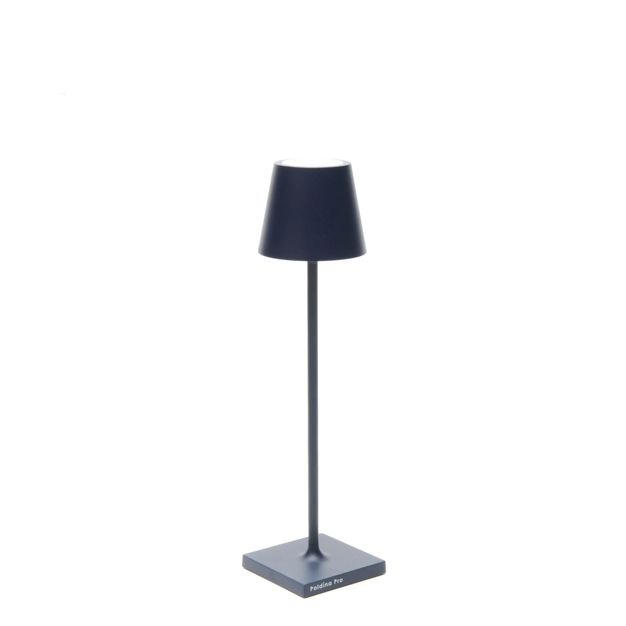 The steel blue Poldina Pro Micro Cordless Lamp from Zafferano.